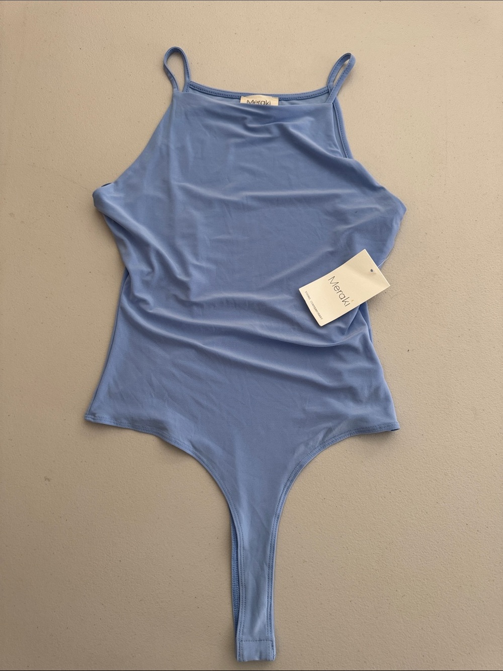 Meraki Light Blue Halter-Style Bodysuit